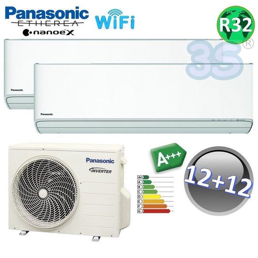 Panasonic ETHEREA R32 12000+12000 BTU A+++ Dual Split Air Conditioner with NanoeX WIFI