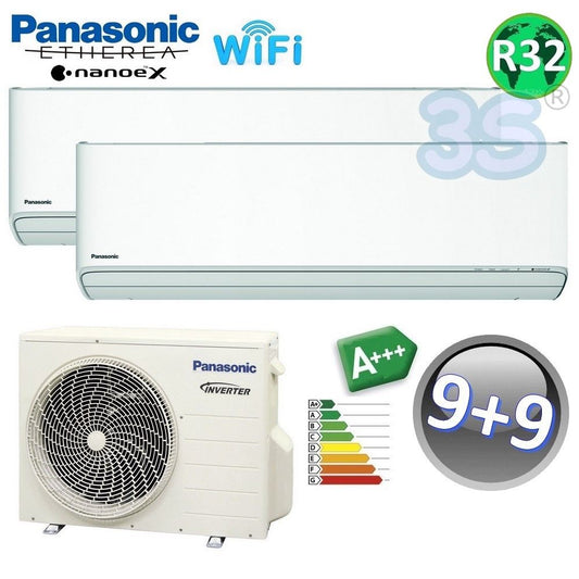 Panasonic ETHEREA R32 9000+9000 BTU A+++ Dual Split Air Conditioner with NanoeX WIFI