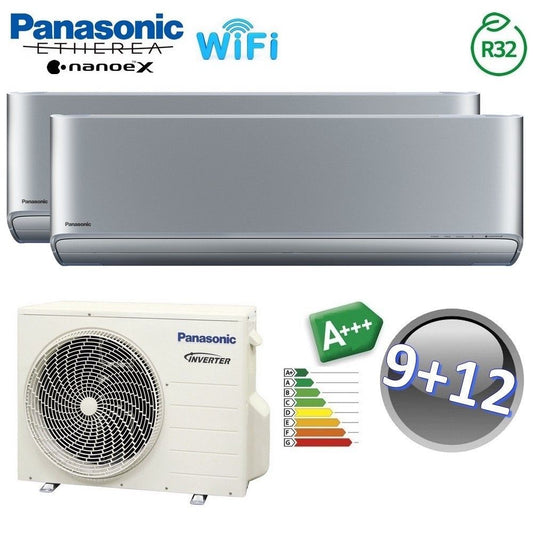 Dual split air conditioner ETHEREA SILVER SILVER Panasonic 9000+12000 btu A+++ WIFI NanoeX