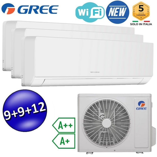 COSMO trial split Wi-Fi inverter air conditioner 9000 + 9000 + 12000 Btu GREE R32 class A++/A+