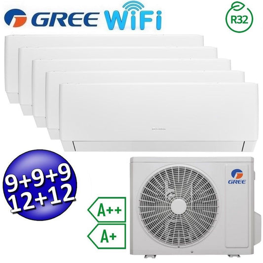 Climatizzatore inverter PULAR penta split Wi-Fi 9+9+9+12+12 Btu GREE R32 classe A++/A+