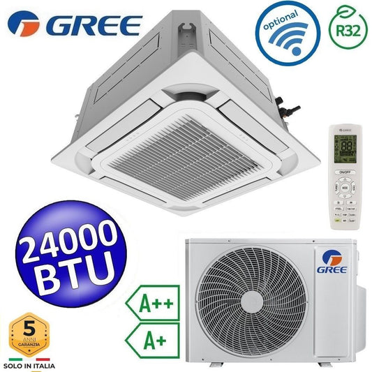Climatizzatore mono a cassetta 8 vie Gree 24000 Btu R32 - telecomando e pannello inclusi - U-MATCH 6