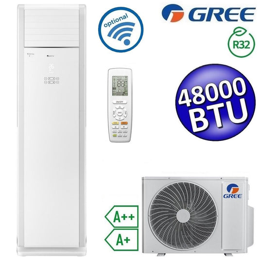 Floor Standing 48,000 BTU 230V Single-Sided Air Conditioner with Remote Control - GVH48AL-K6DNC7A/I + GVH48AL-K6DNC7A/O
