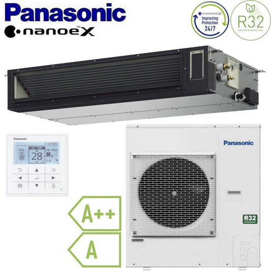 Panasonic 36000 Btu 10.0 Kw R32 A++ single duct air conditioner - new flexible line for horizontal or vertical installation