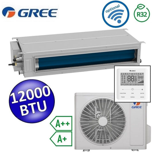 Climatizzatore mono canalizzato Gree R32 12000 Btu A++ A+ media prevalenza, comando incluso - U-MATCH 6