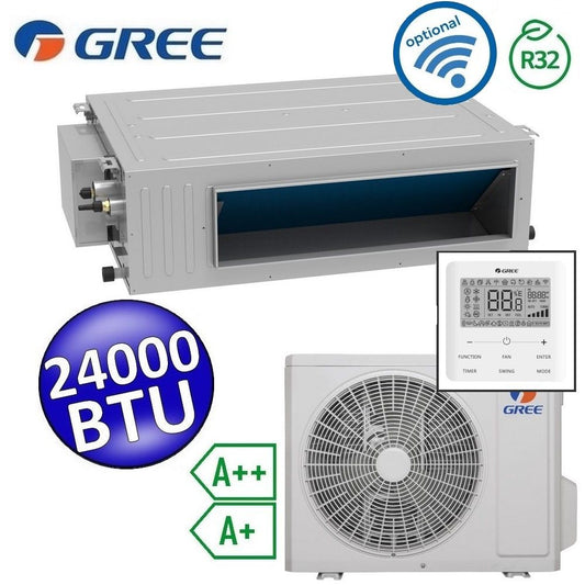 Climatizzatore mono canalizzato Gree R32 24000 Btu alta prevalenza A++ A+ comando incluso U-MATCH 6