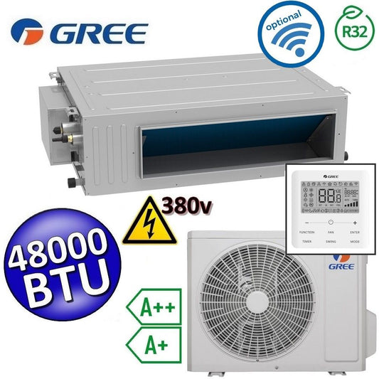Climatizzatore mono canalizzato Gree R32 48000 Btu 380v A++ A+ comando incluso U-MATCH 6