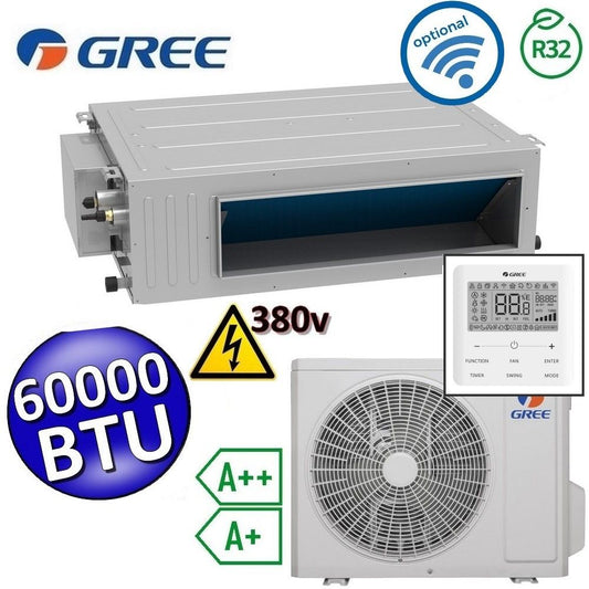 Climatizzatore mono canalizzato Gree R32 60000 Btu alta prevalenza 380v - comando incluso U-MATCH 6