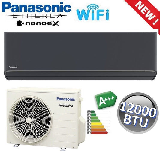 Panasonic ETHEREA Graphite Black R32 Single Split Air Conditioner - 12,000 BTU A+++ with WiFi and NanoeX