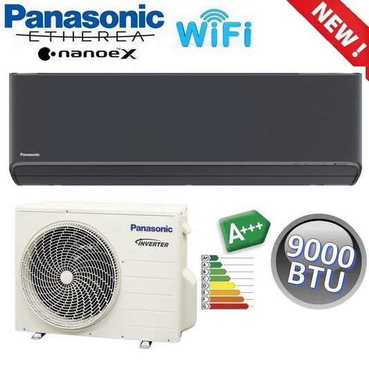Panasonic ETHEREA Graphite Black R32 Mono Split Air Conditioner - 9000 BTU A+++ with WiFi and NanoeX