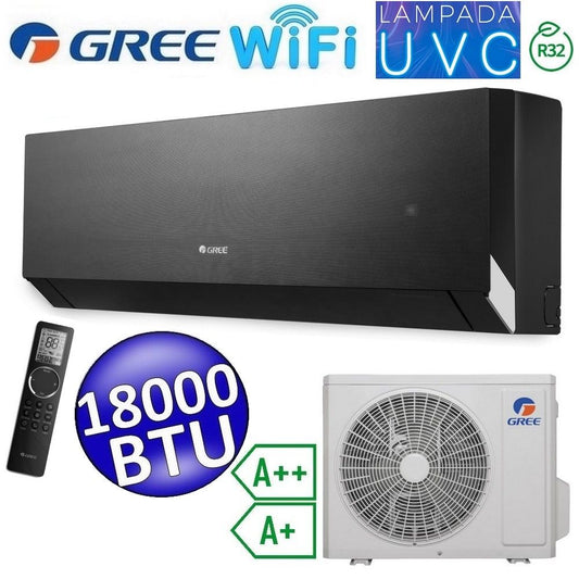 Climatizzatore mono split R32 CLIVIA Black WiFi Gree 18000 Btu A++/A+ lampada UVC sterilizzazione