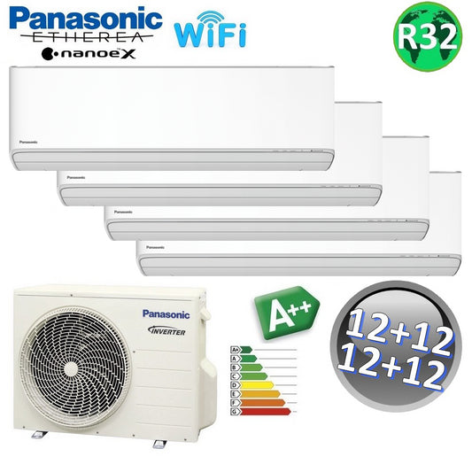 Panasonic ZKE Series ETHEREA R32 Quad Split Air Conditioner - 12+12+12+12 BTU A++ WIFI NanoeX