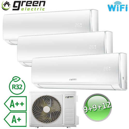 Green Electric EVO 9000+9000+12000 BTU R32 A++/A+ split air conditioner - integrated WiFi