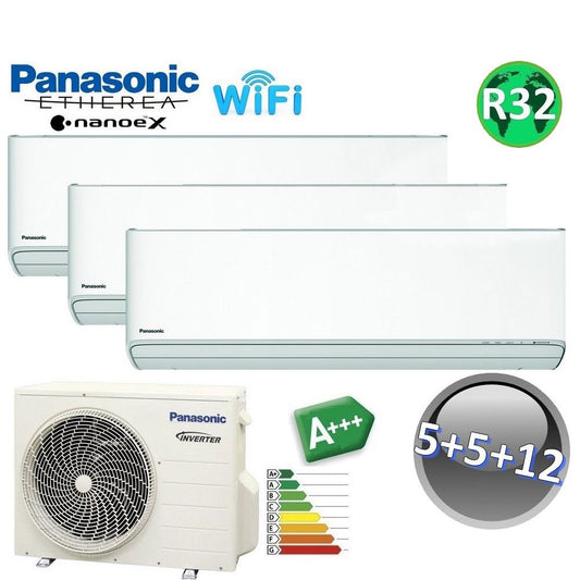 ETHEREA R32 Panasonic ZKE series trial split air conditioner - 5000+5000+12000 btu A+++ WIFI NanoeX