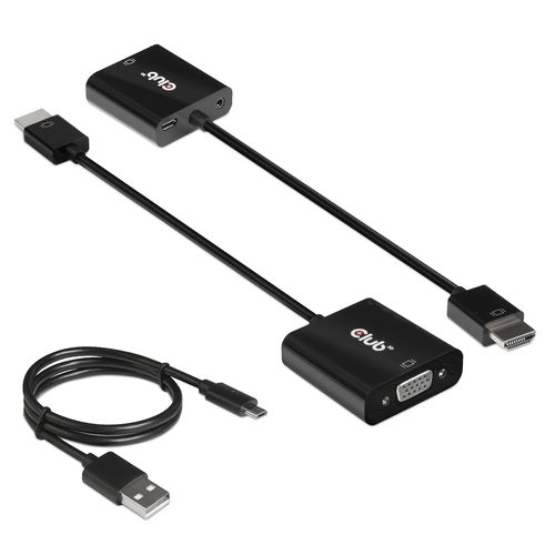 CLUB3D CAC-1302 0.5m HDMI Type A (Standard) VGA (D-Sub) Video Cable and Adapter Black