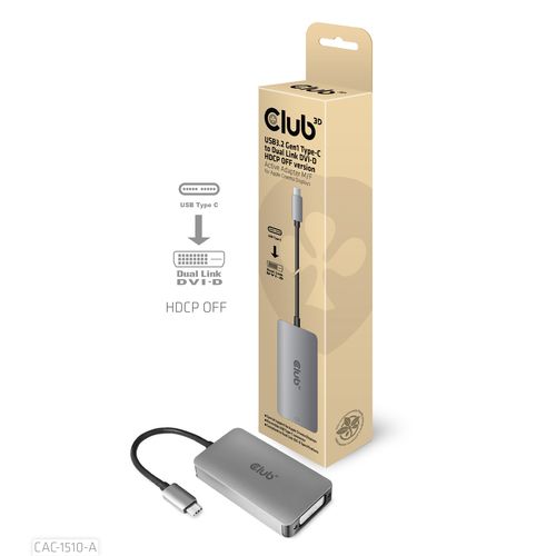CLUB3D CAC-1510-A 0.25m USB Type-C DVI Video Cable and Adapter Grey