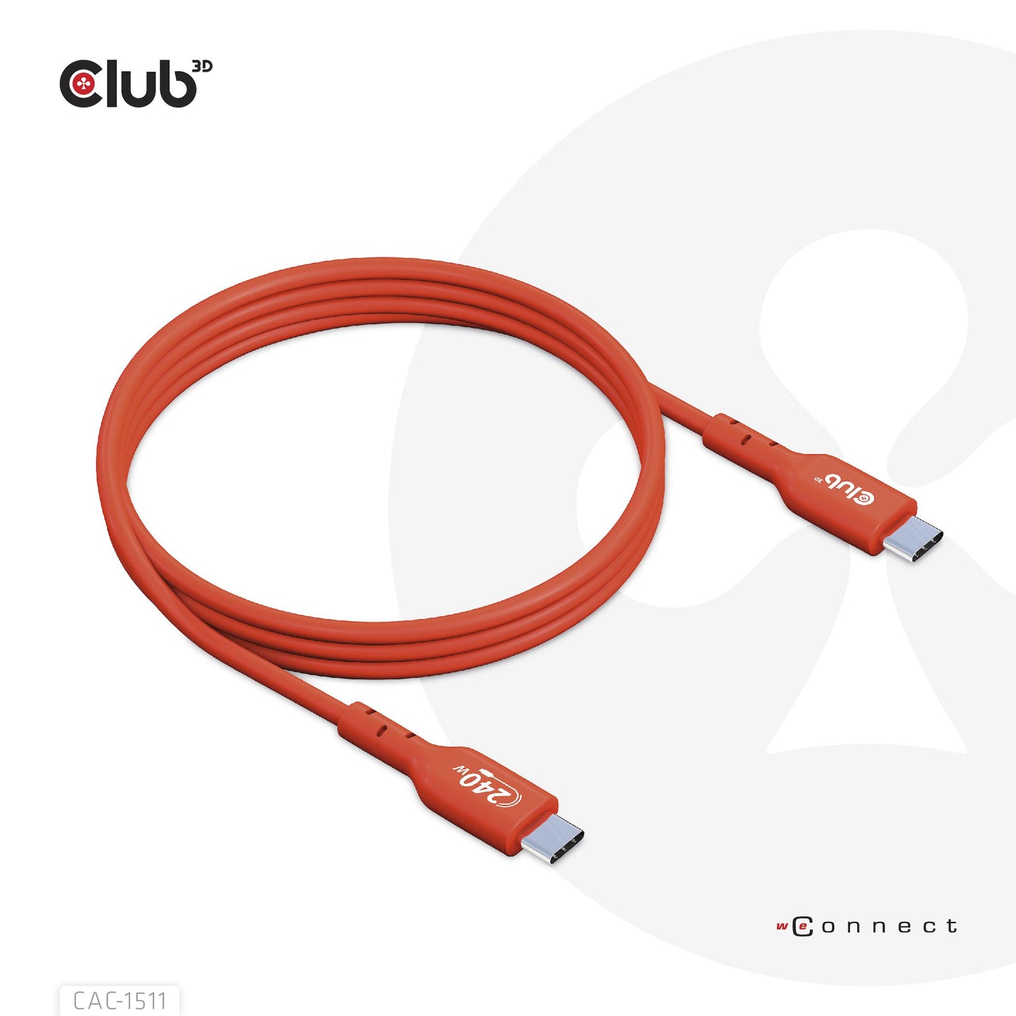 CLUB3D CAC-1511 USB Cable USB 2.0 1m USB C Orange