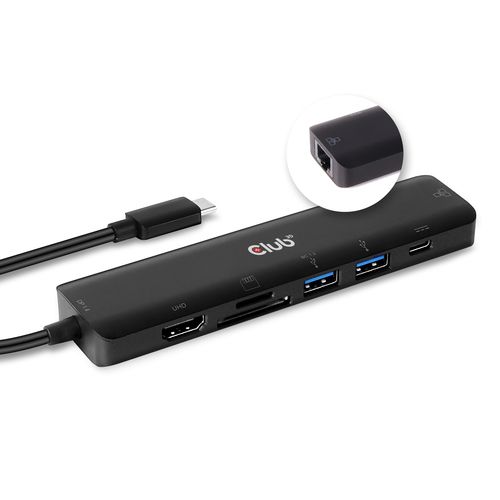 CLUB3D CSV-1592 USB 3.2 Gen 1 (3.1 Gen 1) Type-C Laptop Docking Station and Port Replicator Black