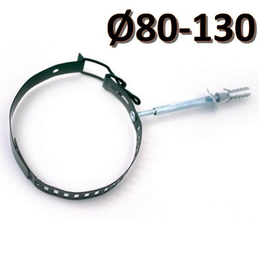 Black adjustable fixing collar for pellet stoves for pipes Ø80-130 mm
