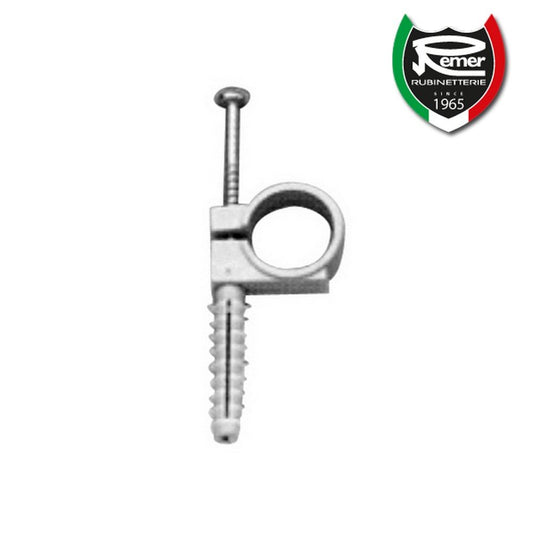 Pipe clamp collar for Ø 10mm pipes with dowel, in nylon, with galvanized iron screw