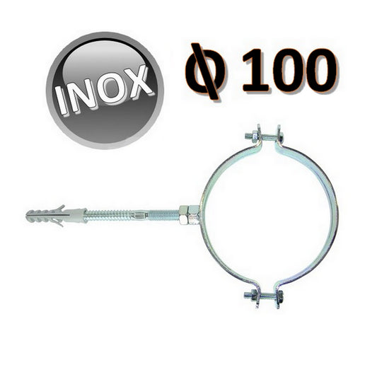 Collare in acciaio Inox D.100 con vite e tassello