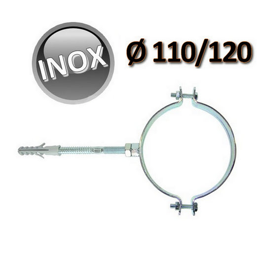 Collare in acciaio Inox D.110/120 con vite e tassello