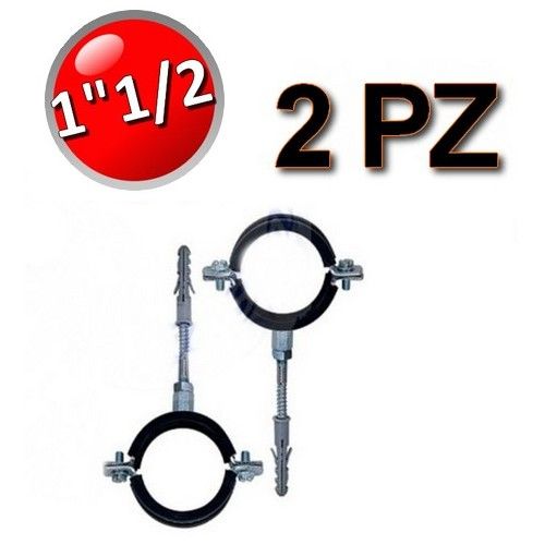 Collare in acciaio isofonico con gomma per tubi Ø 1''1/2 - busta 2 pezzi