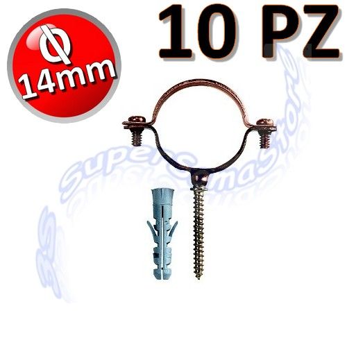 Copper pipe collar D.14 with screw and plug - set of 10