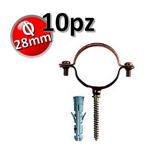 Copper collar for copper pipes D.28 with screw and plug - set of 10 pieces
