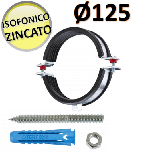 ZINC-PLATED ISOPHONE COLLAR WITH PIN AND PLUG Ø 125 - OTER