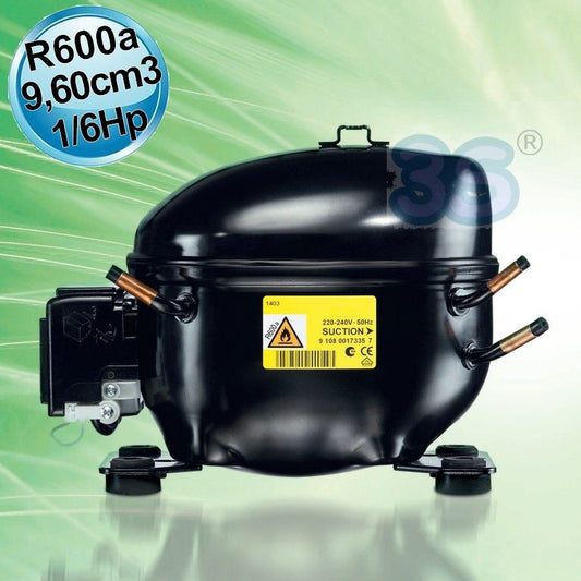 Gas compressor R600a LBP 1/6 Hp 9.60 cm3 Secop ACC Cubigel Elecrotolux HMK95AA
