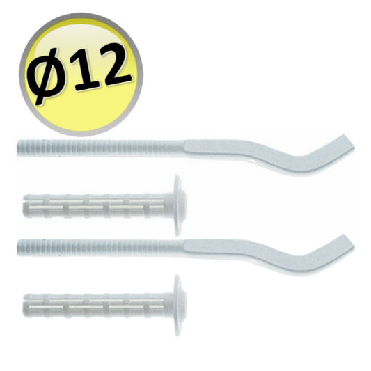 PAIR OF WHITE SHELVES WITH ALUMINUM RADIATOR PLUG - D.85 L.220 / HOLE Ø 12 MM