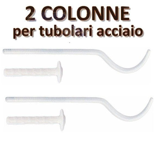 Pair of white dowel brackets for 2-column tubular radiator - D.60 L.200 mm