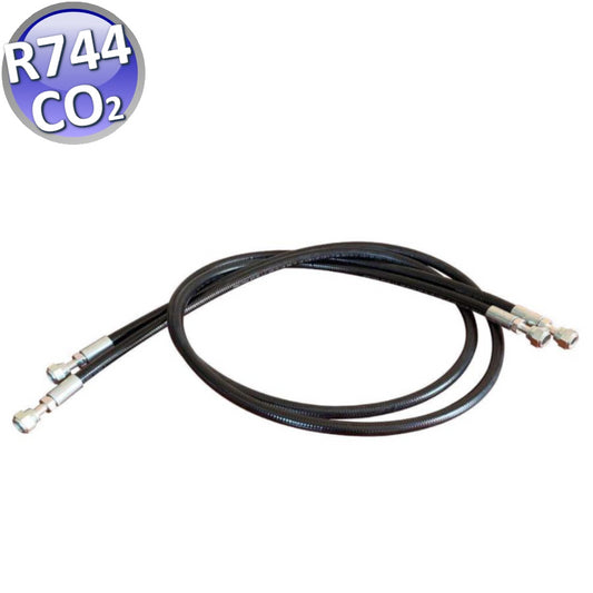 COPPIA DI TUBAZIONI FLESSIBILI PER GAS R744 CO2 DA 1500 mm FILETTO 1/4'' SAE