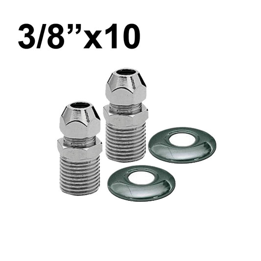 Pair of 3/8x10 mm chrome-plated under-sink nipples