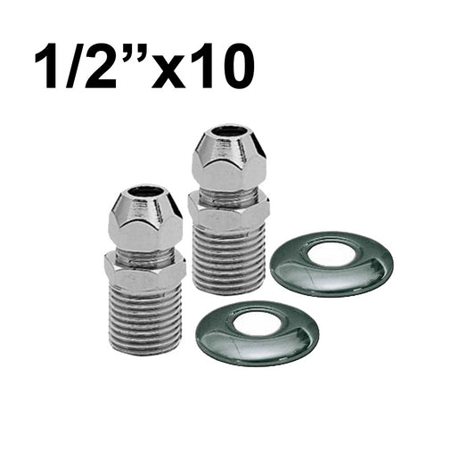 Pair of 1/2'' x Ø 10 mm chrome-plated under-sink nipples