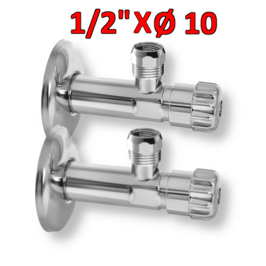 PAIR - 1/2'' x 10 mm chrome-plated under-sink tap without filter