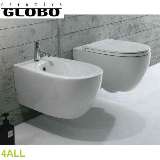 4ALL wall-hung sanitary ware pair - Ceramica Globo toilet bidet seat with traditional closing