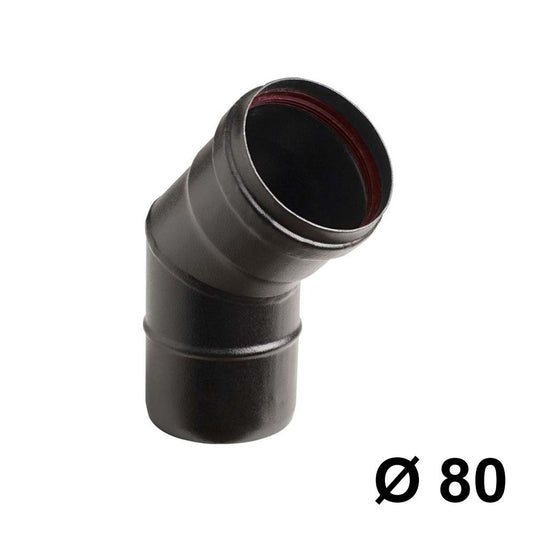 45° bend with black inserts for pellet stoves - Diameter 80
