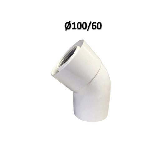 45° COAXIAL BEND Ø 60/100 mm PVC/PPS WHITE for condensing boilers