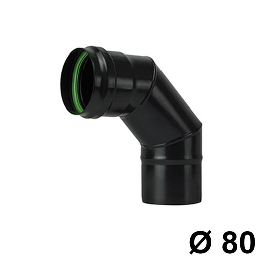 90° bend in black steel for pellet stove flue Ø 80 mm