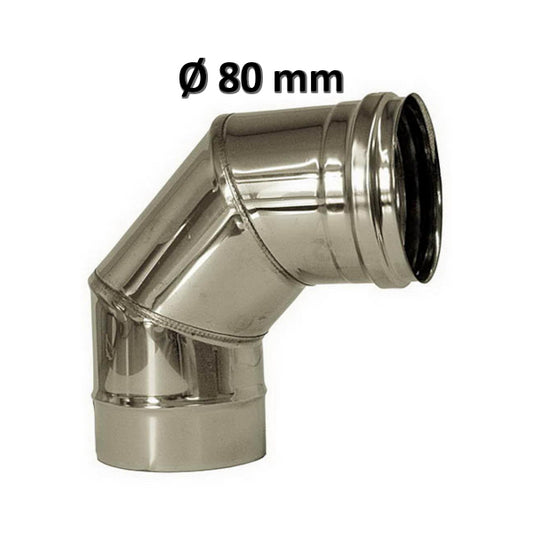 90° bend Ø 80 mm in stainless steel for single-wall chimney flue