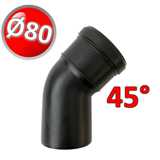 MF 45° bend in black PPs Ø 80 mm for condensing boiler flue gases