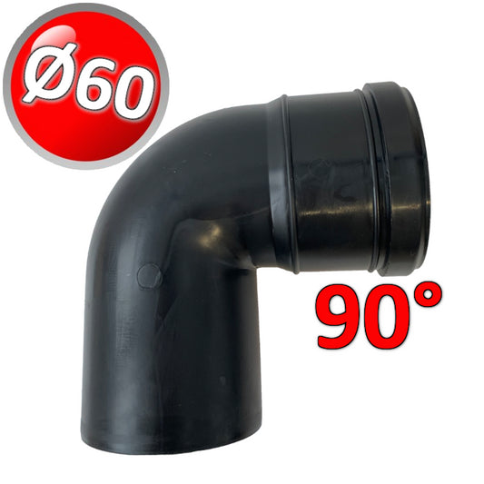 MF 90° bend in black PPs Ø 60 mm for condensing boiler flue gases