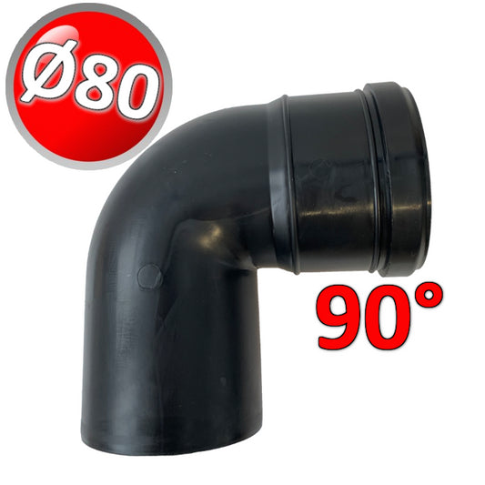 MF 90° bend in black PPs Ø 80 mm for condensing boiler flue gases