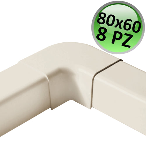 Curva piana per canalina 80x60mm - 8 PZ