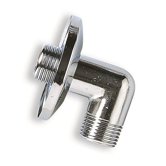Chrome shower elbow with 1/2'' male-male rosette