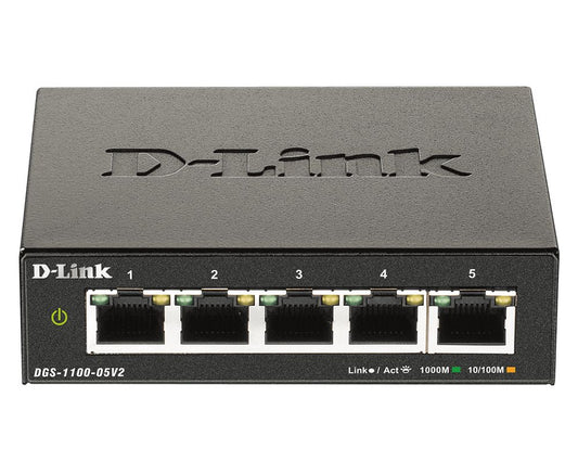 D-Link DGS-1100-05V2/E L2 Gigabit Ethernet (10/100/1000) Managed Network Switch Black