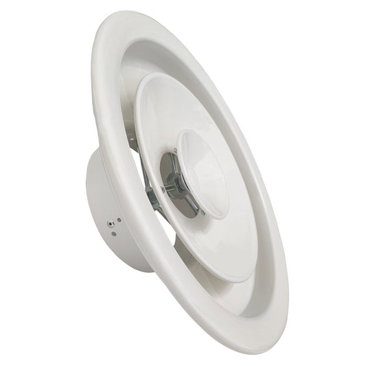 Circular diffuser with adjustable cones, anemostat, Ø 160 mm, in white aluminium