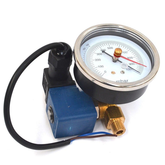Replacement solenoid valve and vacuum gauge for vacuum pump